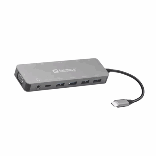 Station D'accueil Sandberg 136-45 Travel Dock USB-C 13en1 En Aluminium
